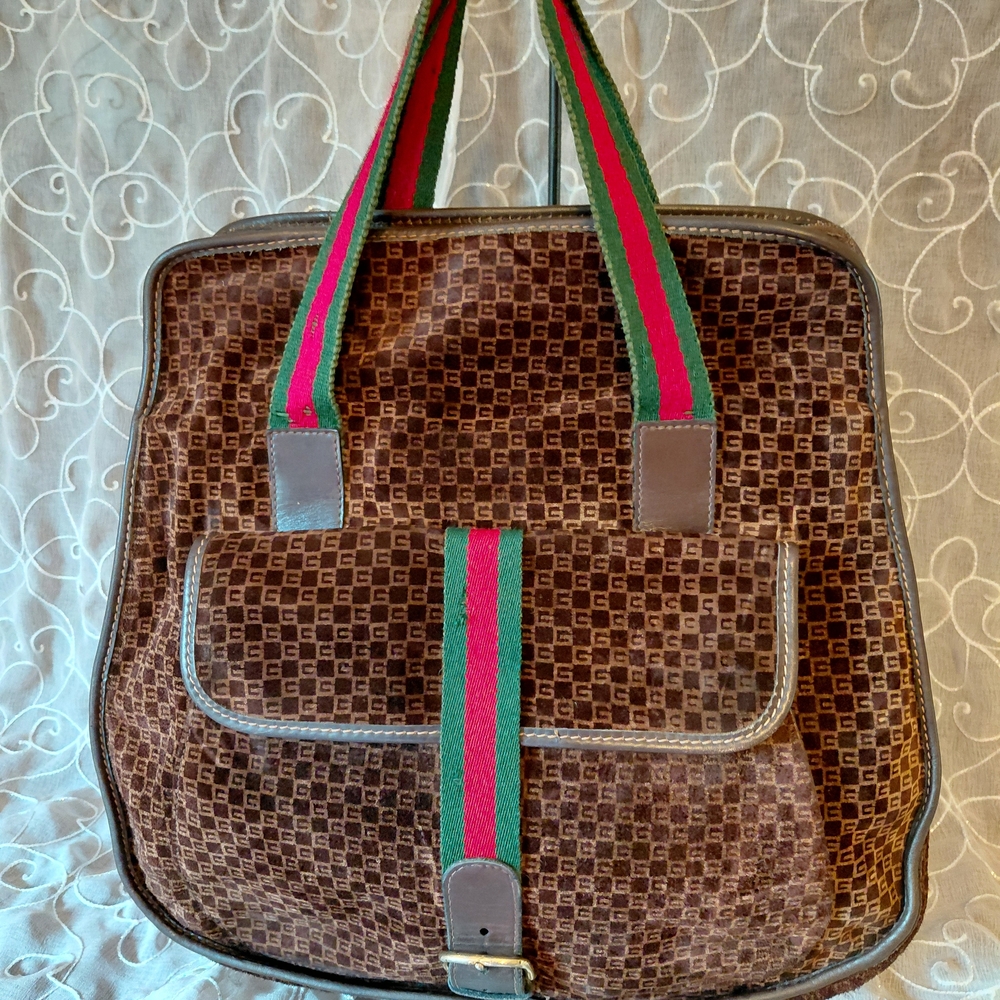 Authentic Vintage Gucci Brown Suede Book Bag